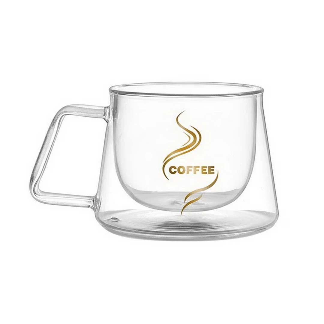Ceasca de Cafea, Pereti Dubli, Sticla Termorezistenta, 200ml, 13x10x7,5 cm ABYZ®™ - 