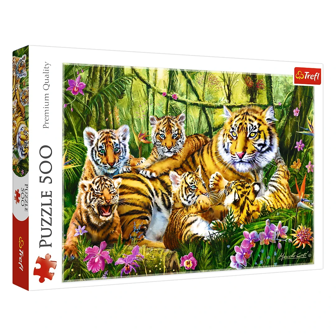 Puzzle Trefl 500 familie de tigri - 