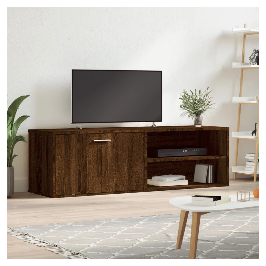 Comodă TV, stejar maro, 120x34x37 cm, lemn prelucrat - Având un design modern, dar practic, această comodă TV robustă va fi cu siguranță un punct de atracție central al camerei dvs. Material durabil: Lemnu...