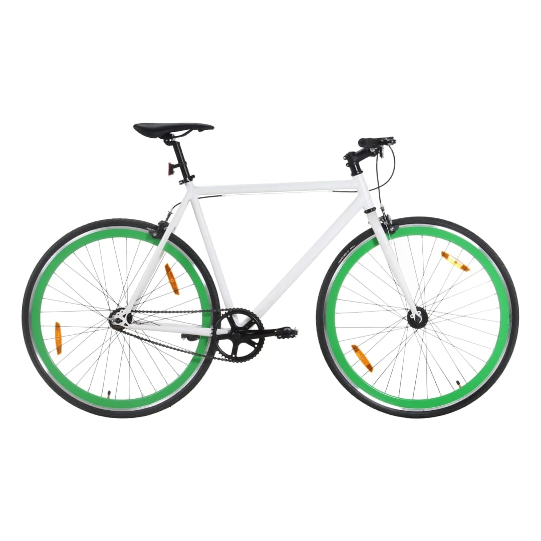 Bicicletă cu angrenaj fix, alb și verde, 700c, 59 cm - Această bicicletă cu angrenaj fix este perfectă pentru deplasări, pentru a vă antrena sau pentru a ieși la plimbare cu familia pentru a vă bucura de a...