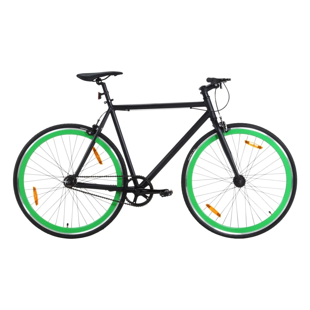 Bicicletă cu angrenaj fix, negru și verde, 700c, 59 cm - Această bicicletă cu angrenaj fix este perfectă pentru deplasări, pentru a vă antrena sau pentru a ieși la plimbare cu familia pentru a vă bucura de a...