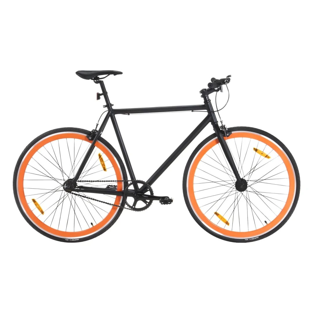 Bicicletă cu angrenaj fix, negru și portocaliu, 700c, 59 cm - Această bicicletă cu angrenaj fix este perfectă pentru deplasări, pentru a vă antrena sau pentru a ieși la plimbare cu familia pentru a vă bucura de a...