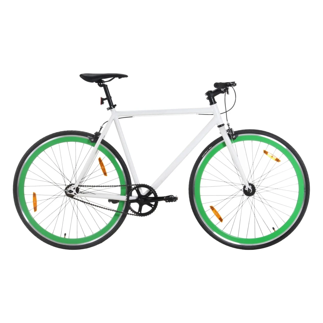 Bicicletă cu angrenaj fix, alb și verde, 700c, 55 cm - Această bicicletă cu angrenaj fix este perfectă pentru deplasări, pentru a vă antrena sau pentru a ieși la plimbare cu familia pentru a vă bucura de a...