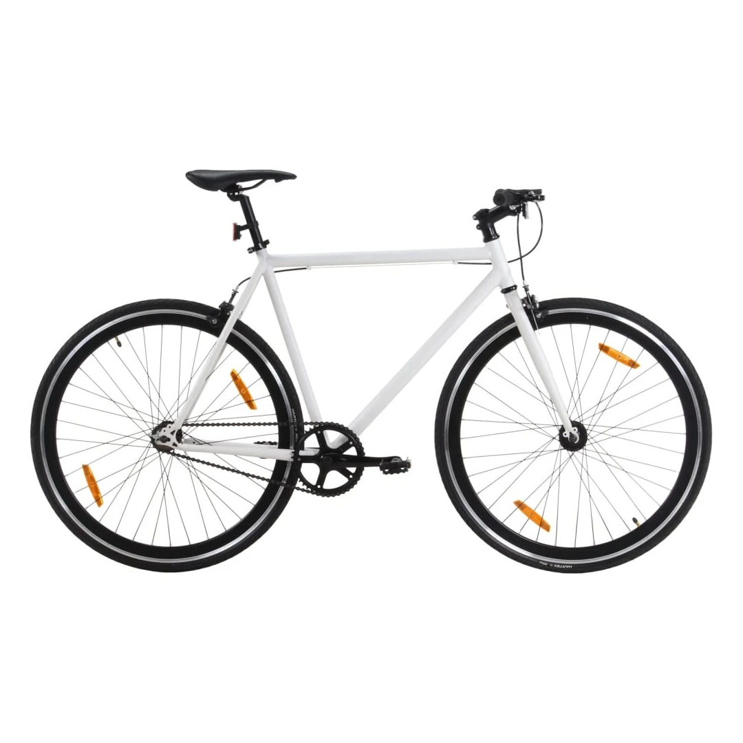 Bicicletă cu angrenaj fix, alb și negru, 700c, 59 cm - Această bicicletă cu angrenaj fix este perfectă pentru deplasări, pentru a vă antrena sau pentru a ieși la plimbare cu familia pentru a vă bucura de a...