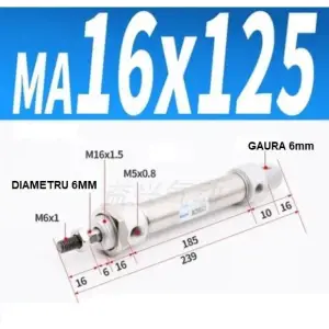 Cilindru pneumatic otel inoxidabil diametru cilindru 16mm cursa de 125mm MA16X125 CH156 - 