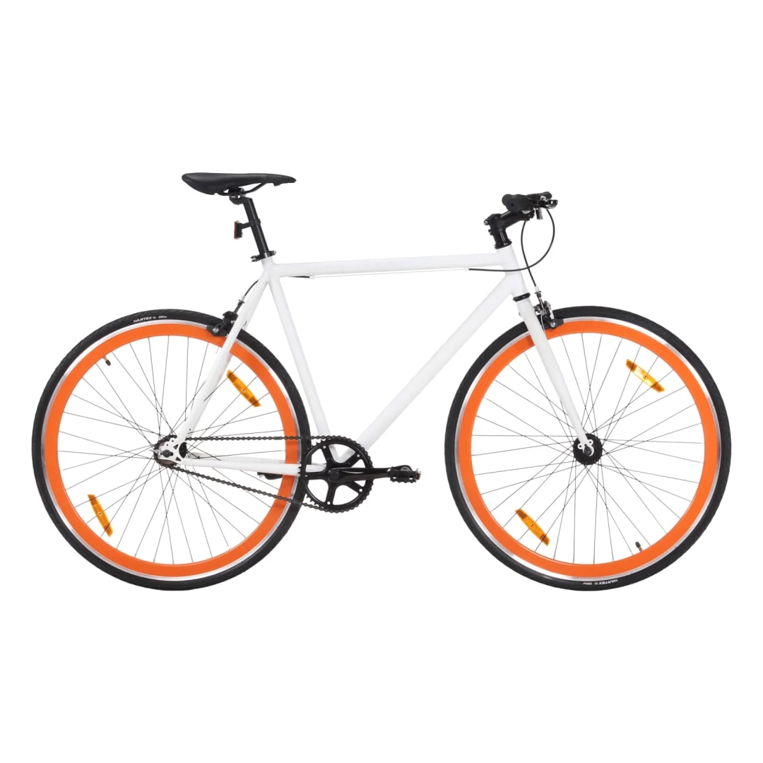 Bicicletă cu angrenaj fix, alb și portocaliu, 700c, 55 cm - Această bicicletă cu angrenaj fix este perfectă pentru deplasări, pentru a vă antrena sau pentru a ieși la plimbare cu familia pentru a vă bucura de a...