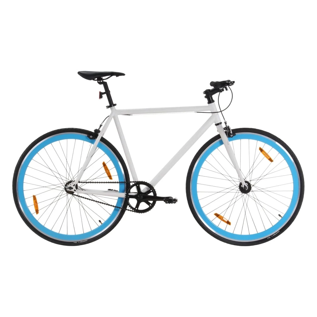 Bicicletă cu angrenaj fix, alb și albastru, 700c, 55 cm - Această bicicletă cu angrenaj fix este perfectă pentru deplasări, pentru a vă antrena sau pentru a ieși la plimbare cu familia pentru a vă bucura de a...