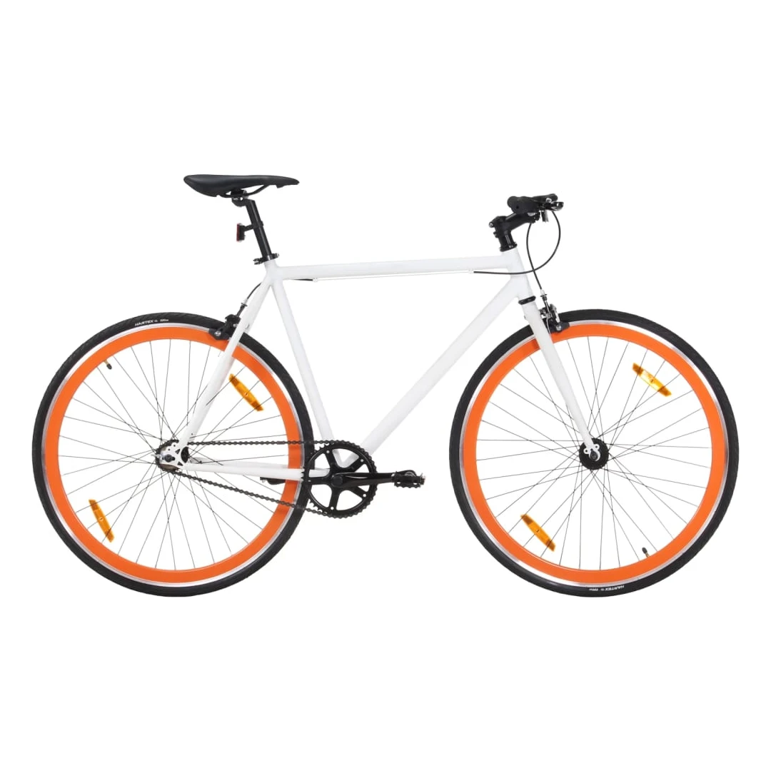 Bicicletă cu angrenaj fix, alb și portocaliu, 700c, 51 cm - Această bicicletă cu angrenaj fix este perfectă pentru deplasări, pentru a vă antrena sau pentru a ieși la plimbare cu familia pentru a vă bucura de a...