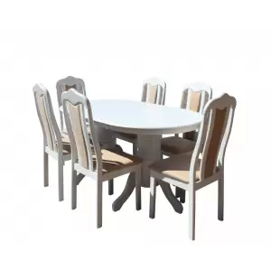 SET MASA RH7017T + 6 SCAUNE RH558C WHITE - Alege din oferta noastra mobilier set masa cu 6 scaune pentru living si bucatarie, culoare alb. Avem super oferte, nu rata