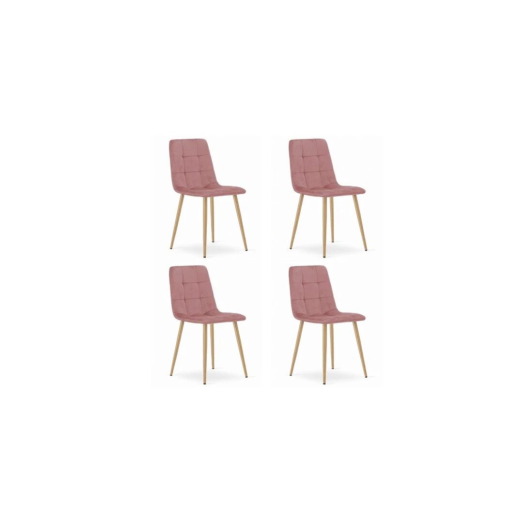 Set 4 scaune bucatarie/dining,  Mercaton, Kara, catifea, lemn, roz, 44.5x50.5x87 cm - Scaune bucatarie/dining, set 4 buc, Mercaton, Kara, catifea, lemn, roz, 44.5x50.5x87 cmCaracteristici:Se distinge printr-un sezut moale, matlasat, care asigura confortul. Tapiteria din catifea cu tesatura ofera un look elegant si este foarte fina la atingere.Picioarele inalte si solide din lemn de fag sunt responsabile de stabilitatea perfecta si de rezistenta in timp.Scaunul&nbsp;se va integra intr-un ambient cu decor modern, fie ca vorbim despre o zona de asteptare, un living sau chiar o bucatarie.De asemenea, acest scaun are&nbsp;o rezistenta sporita la zgarieturi sau deterioriari, astfel ca este potrivit&nbsp;in orice casa, inclusiv cele in care exista animale de companie.Specificatii:Latime: 44.5 cmAdancime: 50.5 cmInaltime: 87 cmMaterial sezut: catifeaCuloare catifea: rozMaterial picioare: lemnSarcina maxima: 120 kgInaltime spatar: 38 cmAdancime sezut: 38 cmInaltime sezut: 49 cmNumar scaune/set: 4