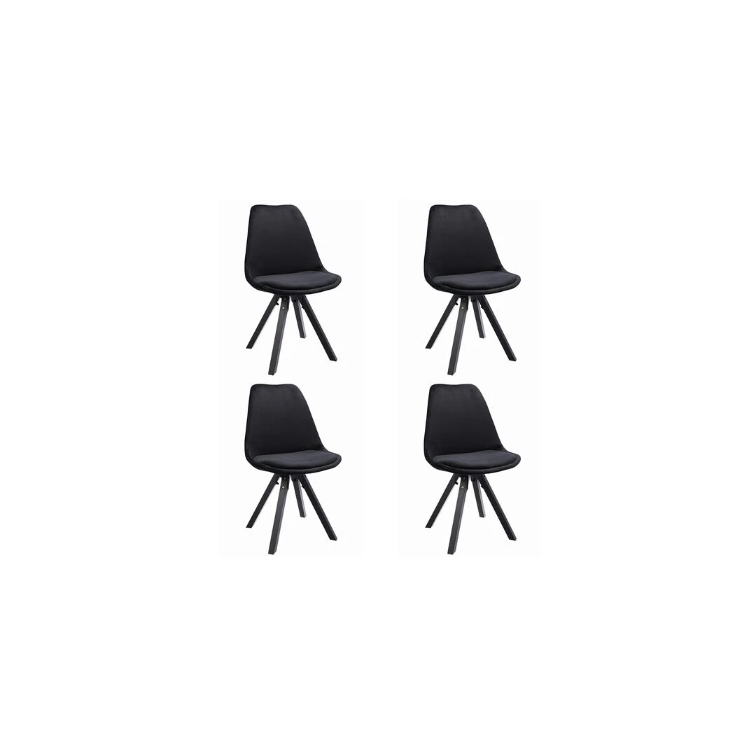 Set 4 scaune bucatarie/living,  Jumi, saida, catifea, lemn, negru, 49x52x83 cm - 