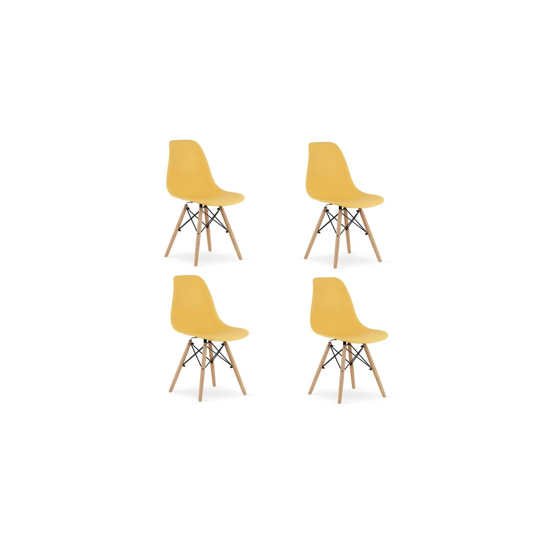 Set 4 scaune stil scandinav,  Mercaton, Osaka, PP, lemn, mustar, 46x54x81 cm - 