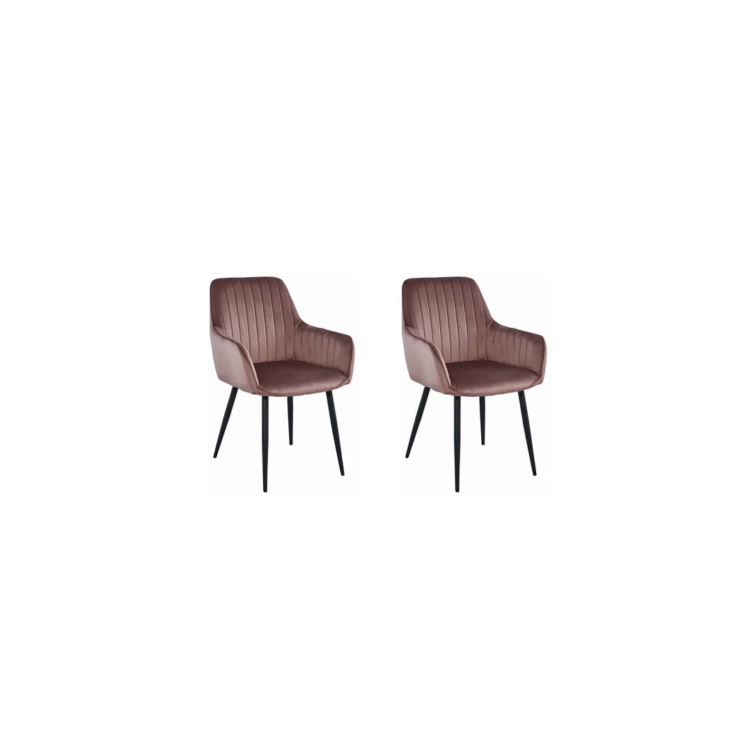 Set 2 scaune bucatarie/living,  Mercaton, solden, catifea, metal, roz si negru, 55x45.5x83.5 cm - 