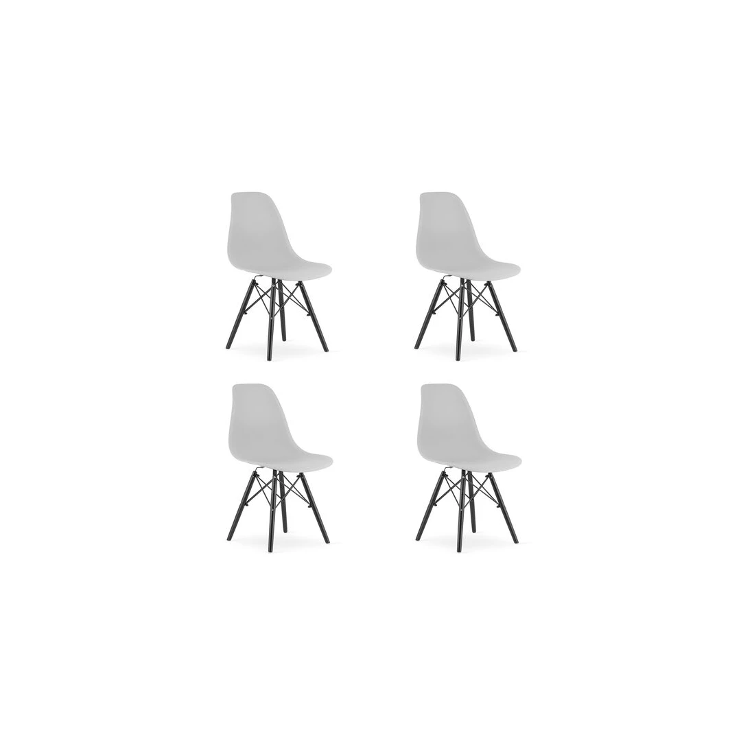 Set 4 scaune stil scandinav,  Mercaton, Osaka, PP, lemn, gri si negru, 46x54x81 cm - 