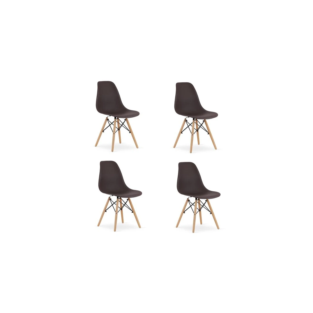 Set 4 scaune stil scandinav,  Mercaton, Osaka, PP, lemn, cafeniu, 46x54x81 cm - 