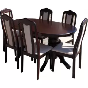 SET MASA RH7017T + 6 SCAUNE RH558C NUC - Avem pentru tine mobilier set masa cu 6 scaune pentru living si bucatarie, culoare nuc. Produse de calitate la preturi avantajoase.