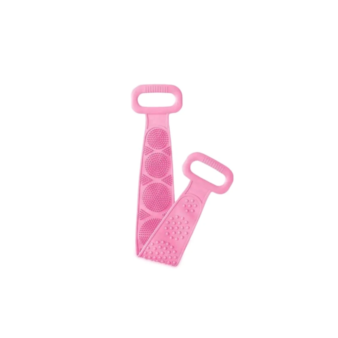 Perie de corp tip banda 2in1 pentru baie, din silicon , roz - 