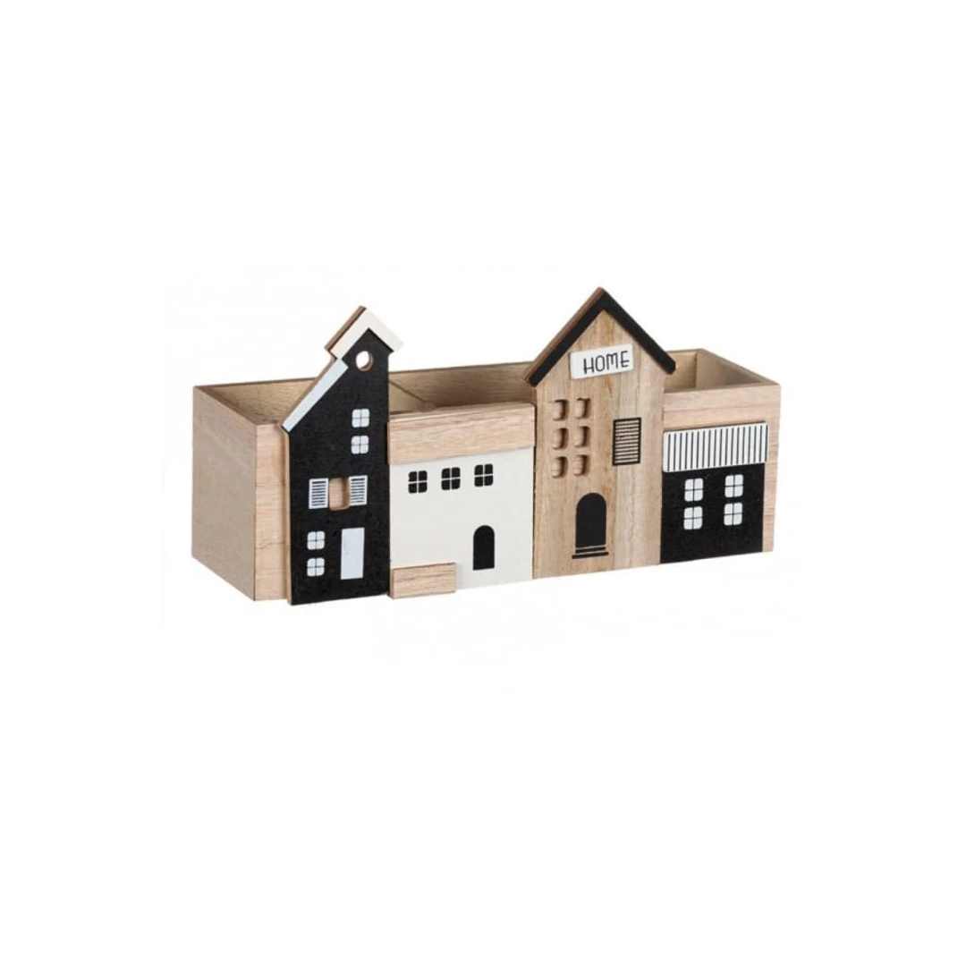 Organizator birou din lemn ,model House  cu 3 compartimente, 26x8x13,5 cm - 