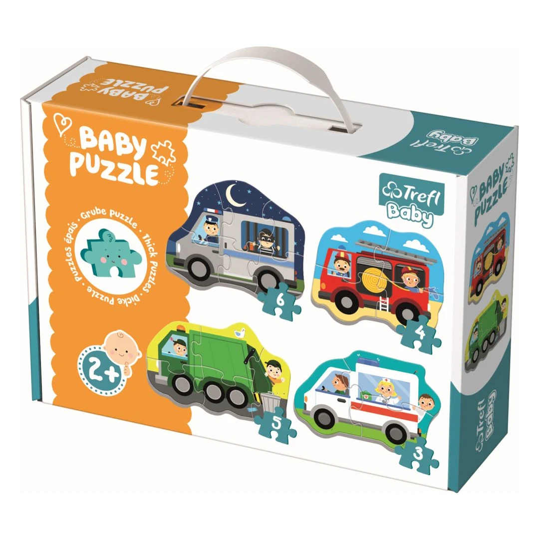 Puzzle Trefl Baby Clasic vehicule si meserii 18 piese - 