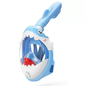 Masca snorkeling cu tub pentru copii model rechin, albastra - 