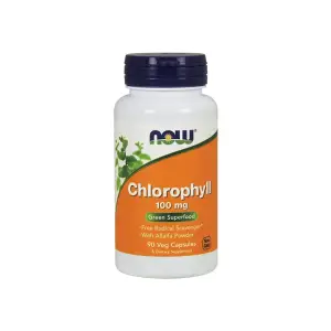 Supliment nutritiv cu clorofila Now, 100 mg, 90 de capsule moi - 