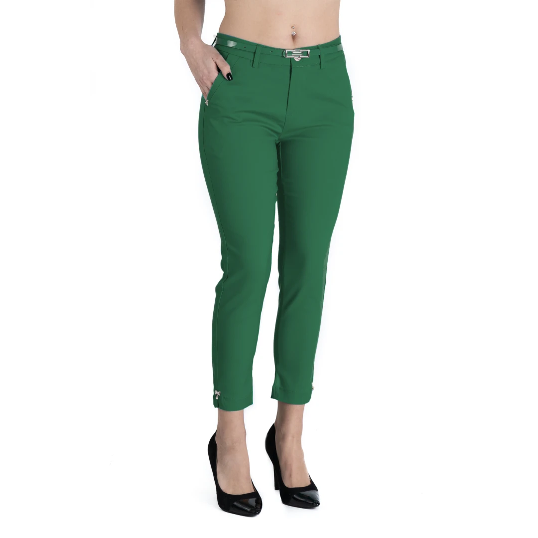 Pantaloni Alyssa Verde Inchis Eleganti Marime Mare 35 - 
