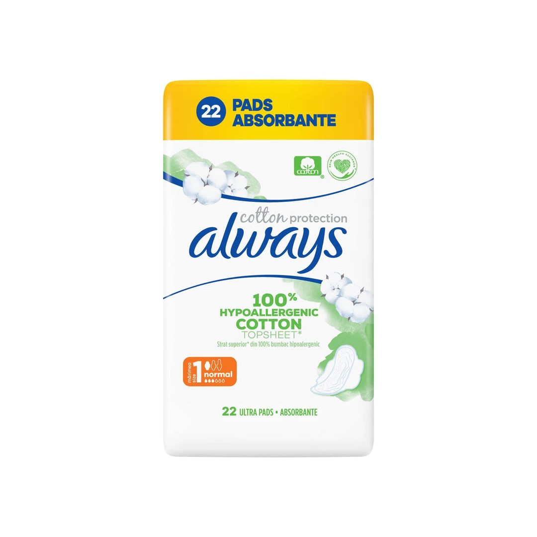 ALWAYS Naturals Duo Cotton Protection, absorbante igienice, marime 1, 22 buc - 