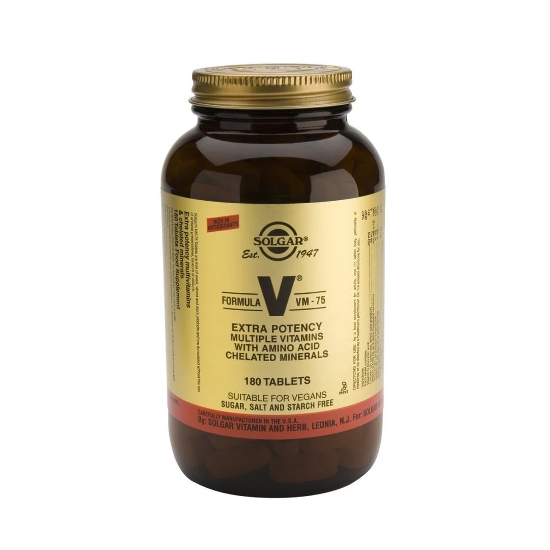 Solgar, Formula V, VM-75, vitamine multiple cu minerale chelatate, 180 de tablete - 