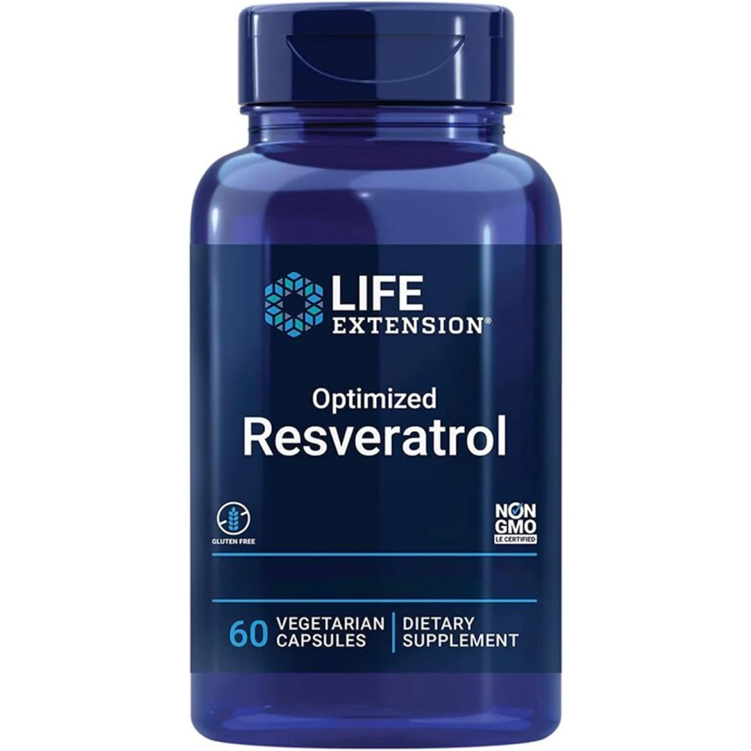 Supliment Alimentar Life Extension, Resveratrol optimizat, cu resveratrol si quercetina, 60 de tablete vegane, testate in laborator, vegetarian, fara gluten, fara OMG - 