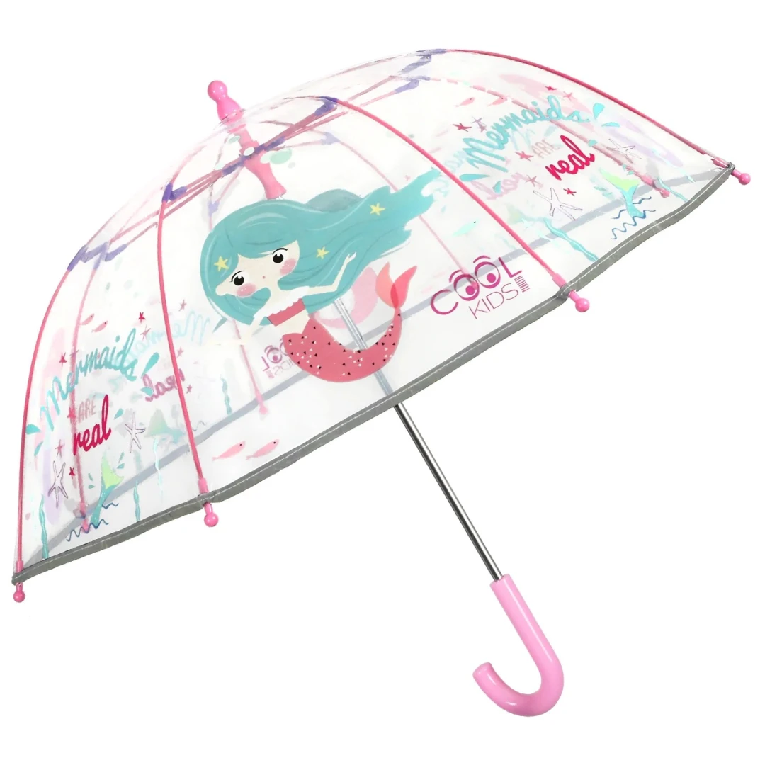 Umbrelă transparentă Perletti CoolKids Sirenă 60cm - 