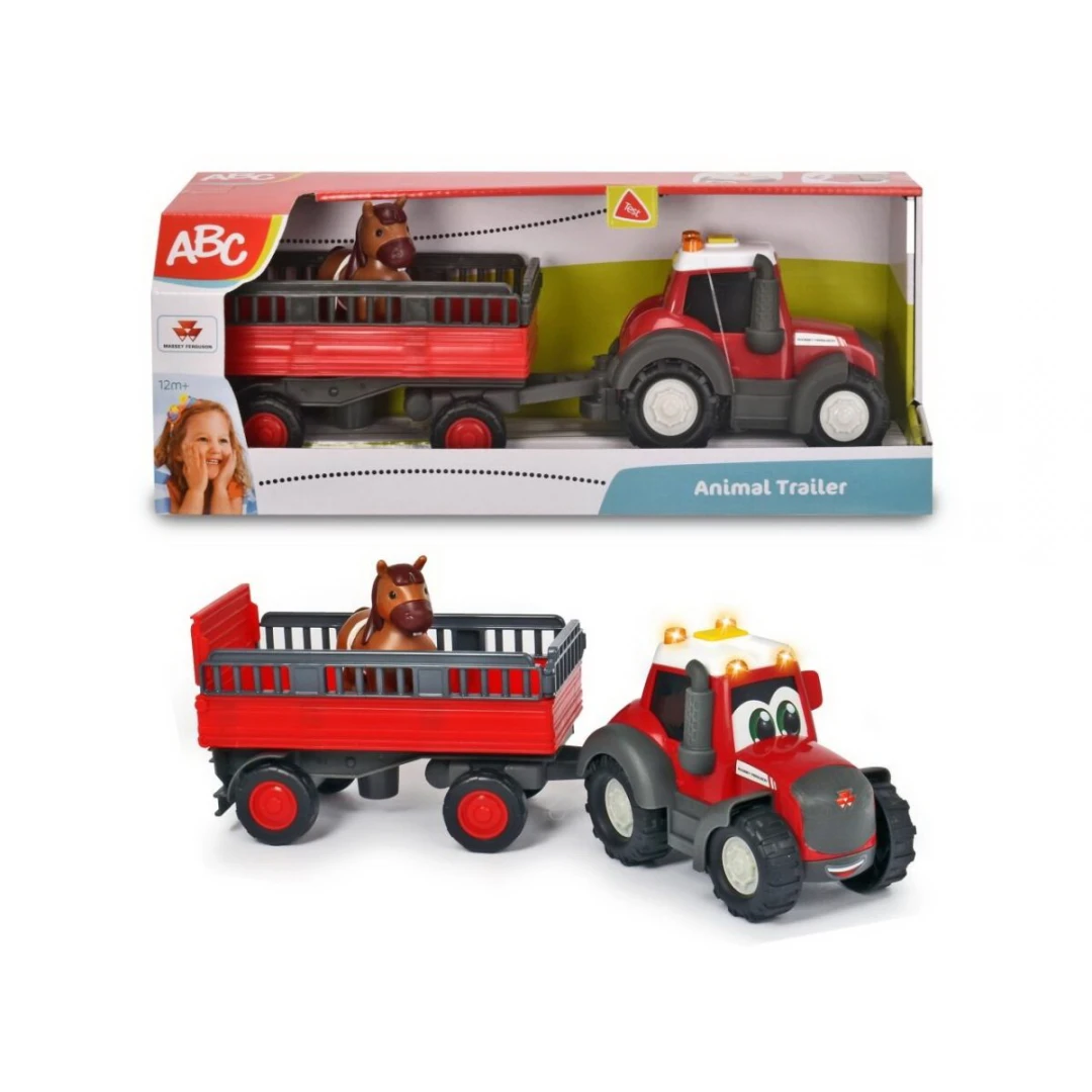 Tractoras cu remorca pentru animale cu figurina calut - 