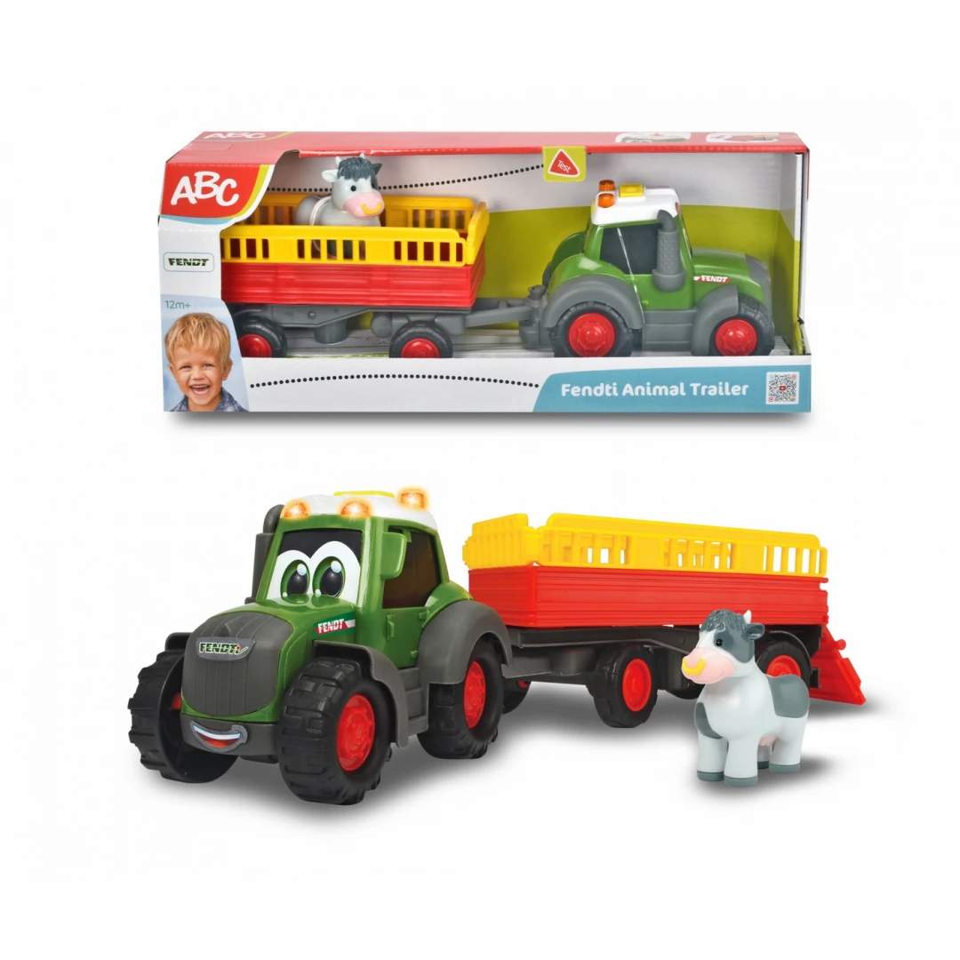 Tractoras cu remorca pentru animale cu figurina vacuta - 