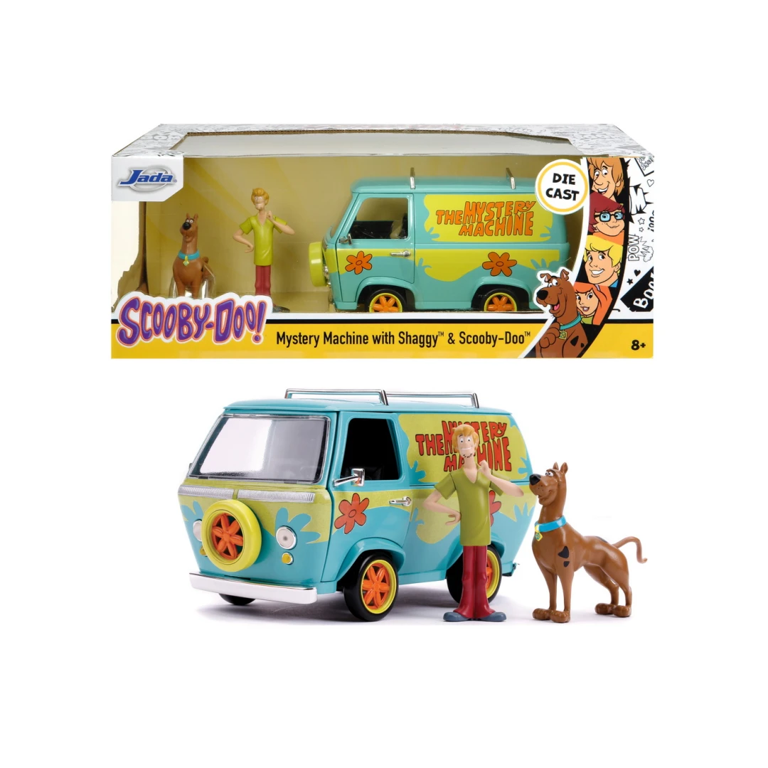 Scooby Doo mystery van set format din dubita metalica scara 1:24 si 2 figurine Scooby Doo si Shaggy - 