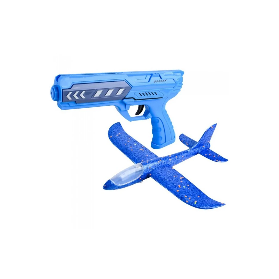 Pistol Interactiv de Jucarie Lansator de Avion , Durabil si Rezistent la Impact, Albastru - 