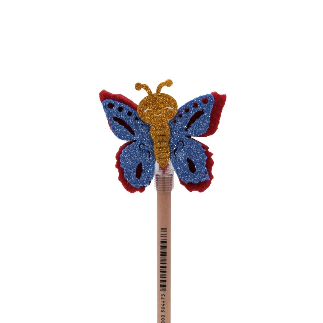 Creion figurină Fluture roșu aripi albastre 22cm - 