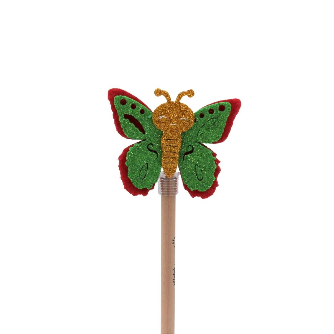 Creion figurină Fluture rosu aripi verzi 22cm - 