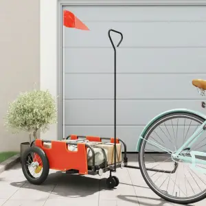 Remorcă de bicicletă, portocaliu, textil oxford și fier - Această remorcă de bicicletă este perfect potrivită pentru transport, prin conectarea acesteia la bicicleta dvs.  Construcție robustă: Această remorcă...