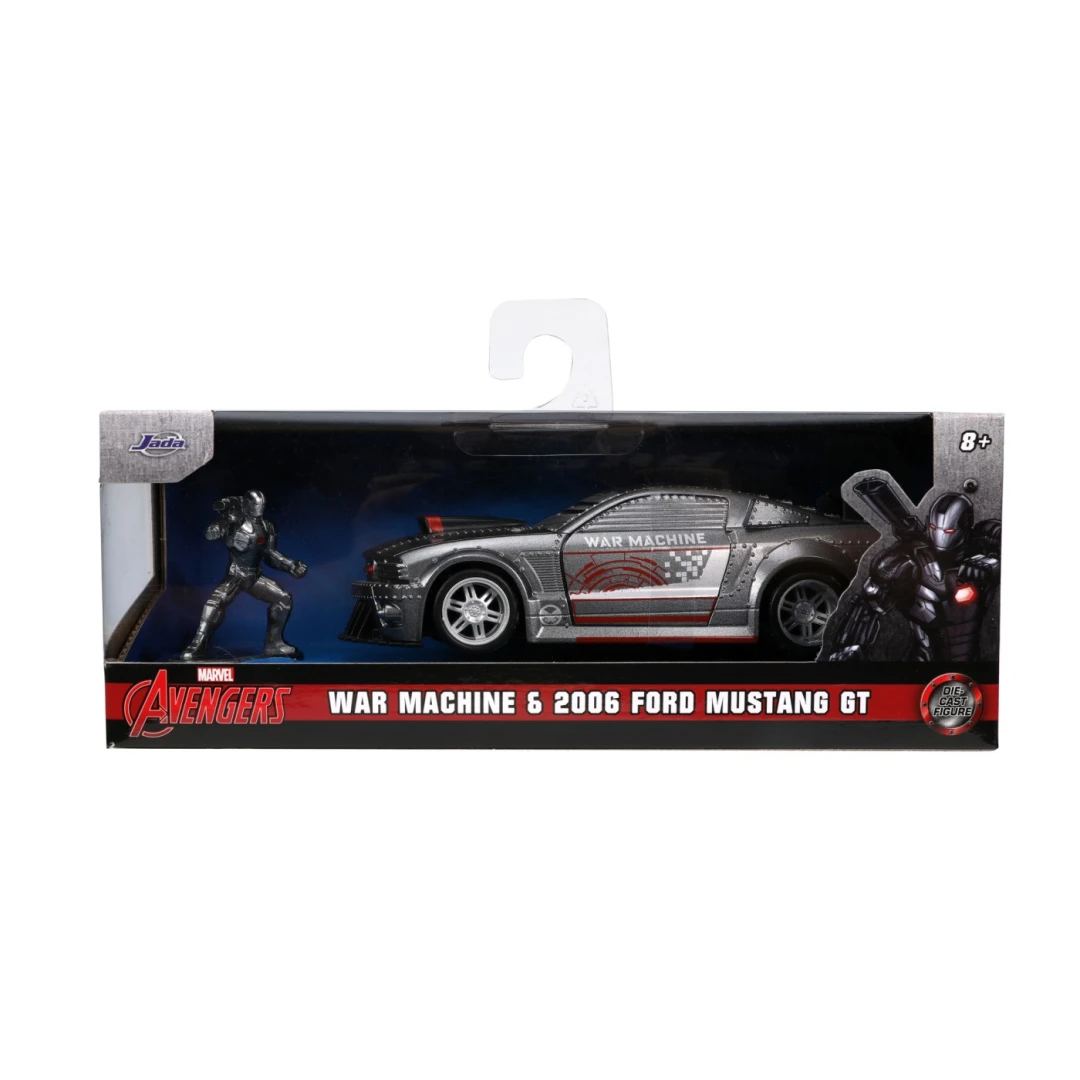 Jada Marvel masinuta metalica Ford Mustang scara 1:32 si figurina metalica war machine - 