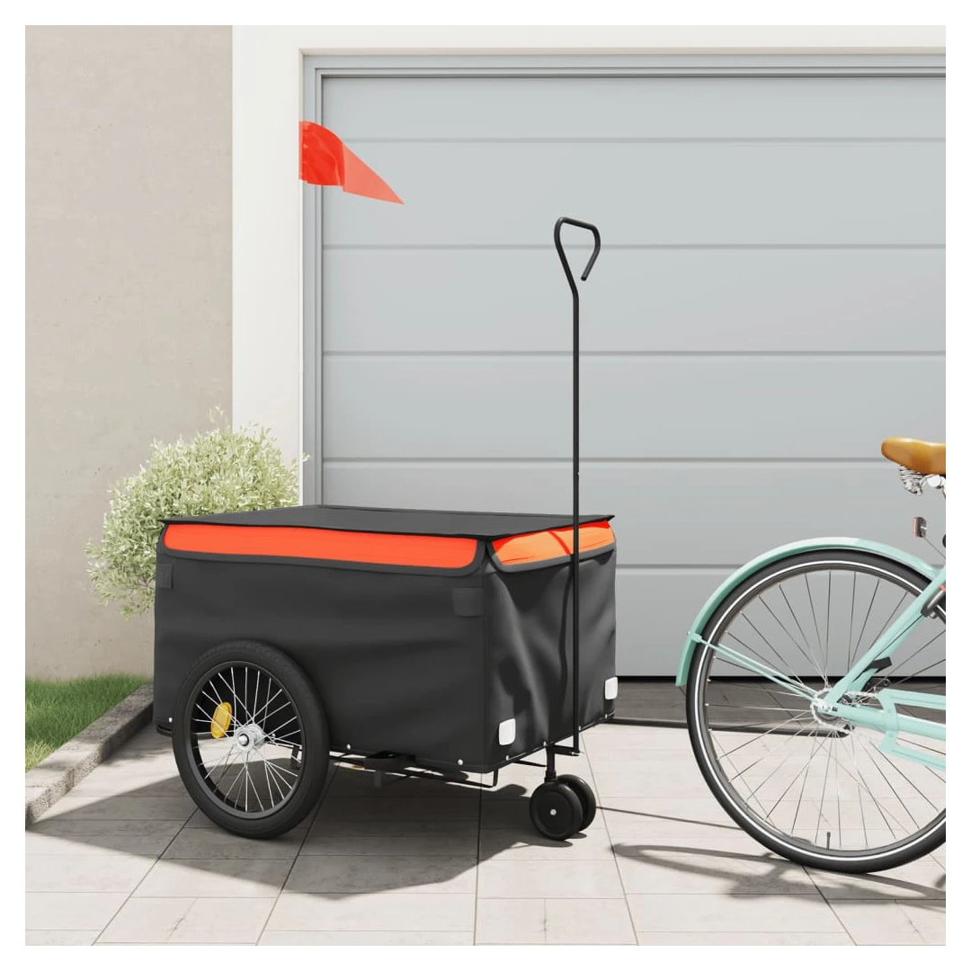 Remorcă pentru biciclete, negru și portocaliu, 45 kg, fier - Această remorcă de bicicletă, versatilă și robustă, va fi ideală pentru a transporta mărfuri grele, datorită capacității sale maxime de încărcare de 4...