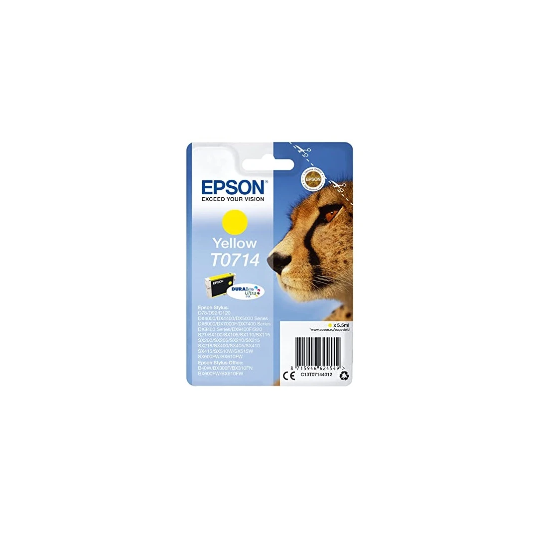 Rezerva cartus cu jet de cerneala Epson, Culoare Galbena, model T0714 , randament 600 pagini - 