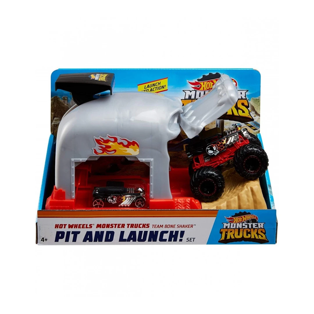 Hot Wheels lansator Monster Truck craniul cu doua masinute - 