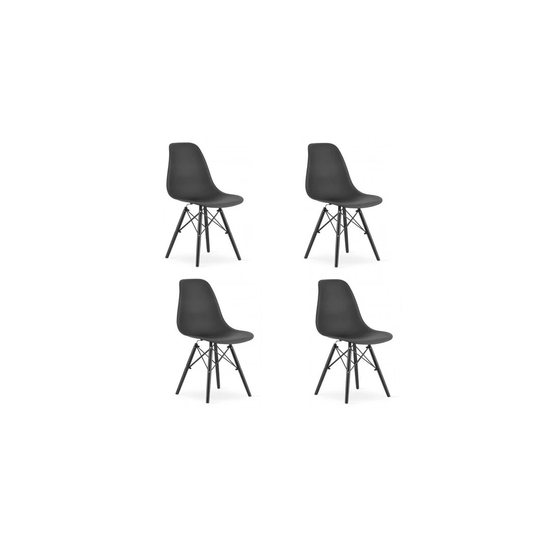 Set 4 scaune stil scandinav, Mercaton, Osaka, PP, lemn, negru, 46x54x81 cm - Set 4 scaune stil scandinav, Mercaton, Osaka, PP, lemn, negru, 46x54x81 cm