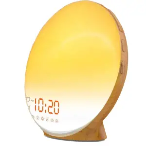 Lampa LED Smart Multicolora pentru veghe sau citit, Radio FM cu Ceas & Alarma, Maro - 