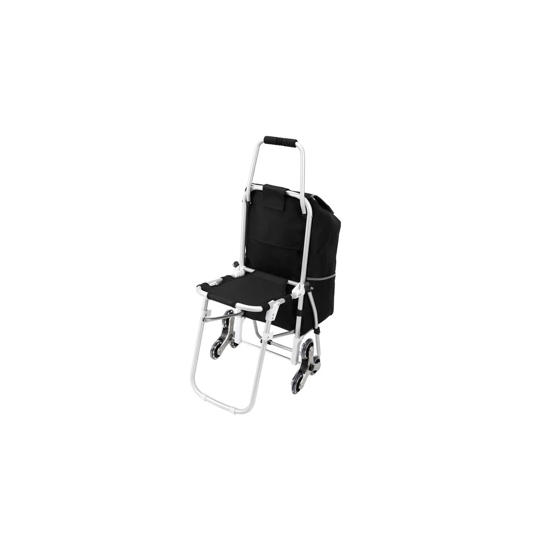 Carucior pentru cumparaturi cu scaun de odihna, Capacitate 50 l, Pliabil, Impermeabil, Greutate 3 kg - 