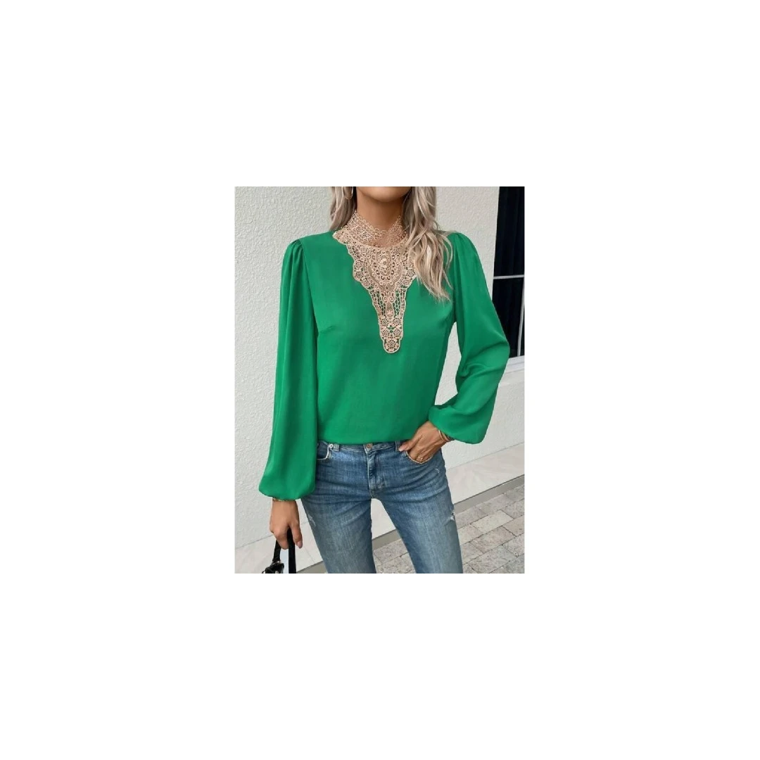 Bluza Dama Satin Decorat Verde - 