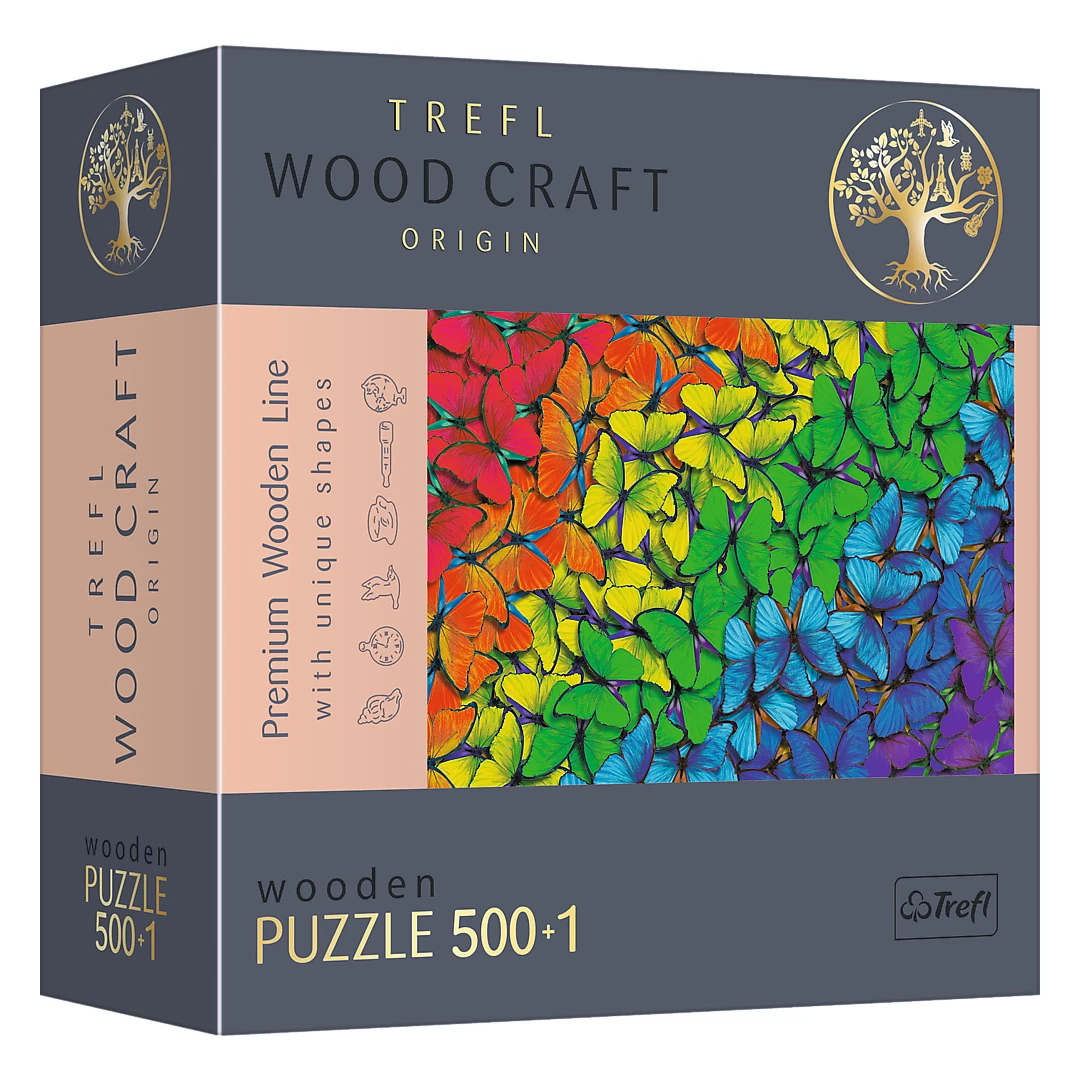 Puzzle Trefl din lemn 500+1 piese fluturasii colorati - 