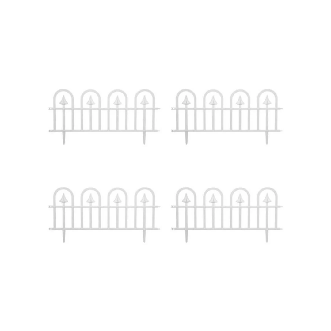 Set 4 buc, Garduri Decorative Mercaton din Plastic, Alb, 60×30.5 cm - 