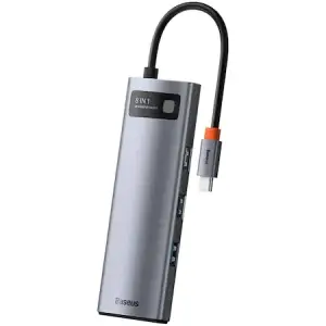 Docking Station Baseus Metal Gleam, conectare PC USB Type-C, 8 in 1, Gri - 