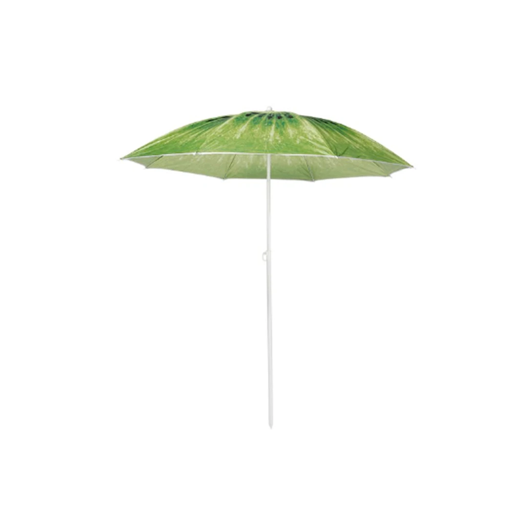 Umbrela de soare - 180 cm - kiwi - Protejati-va pielea in caldura verii si ascundeti-va la umbra diferitelor umbrele de soare cu model de fructe. Datorita materialului sau special, are o protectie UV peste 50 % Cadru rezistent, durabilCu husa de transportDiametru:O180 cmCuloare:Verde KiwiDiametrul barei:19 / 22 mmMaterial:Metal + nailon 170T, PVC