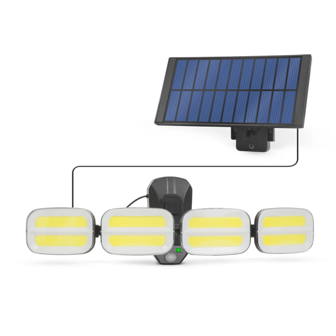 Reflector solar cu senzor de miscare - cu unitate solara prin cablu - 8 LED-uri COB - 